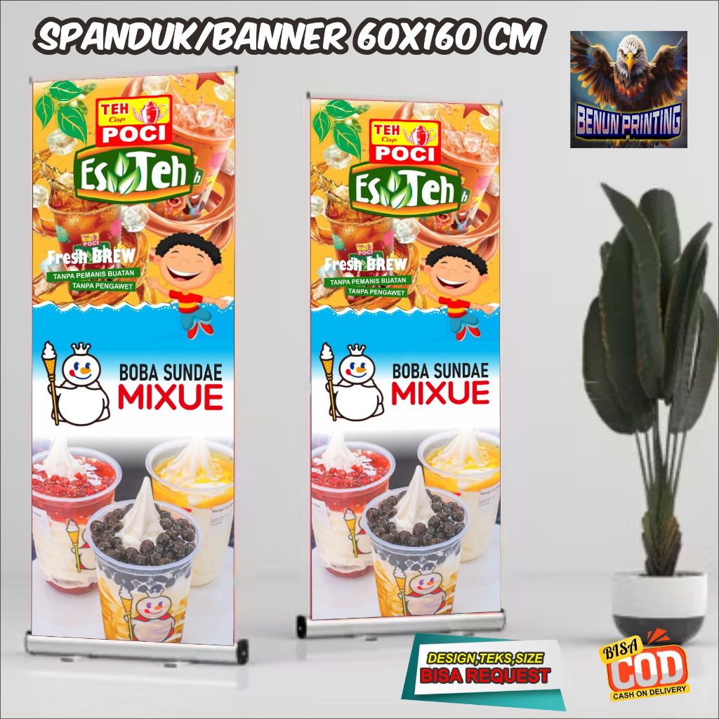 Banner Spanduk Teh poci Custom 60x160 cm