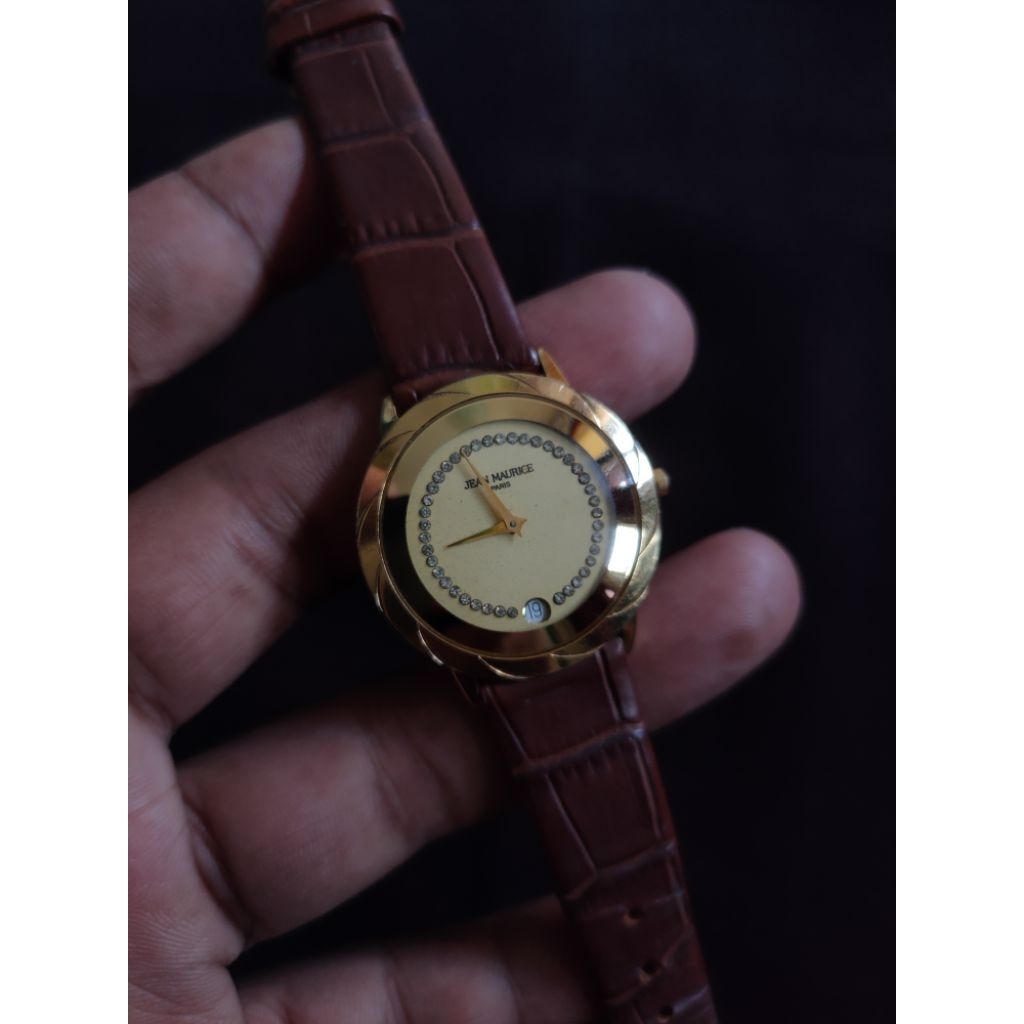 Jam Tangan Pria Jean Maurice Paris Dual Hands 18k Gold Plated