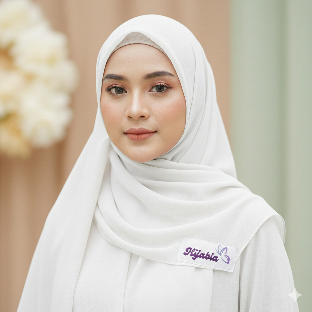 Hijabia - (3 PCS) Hijab Segiempat Voal Premium - Warna Ivory