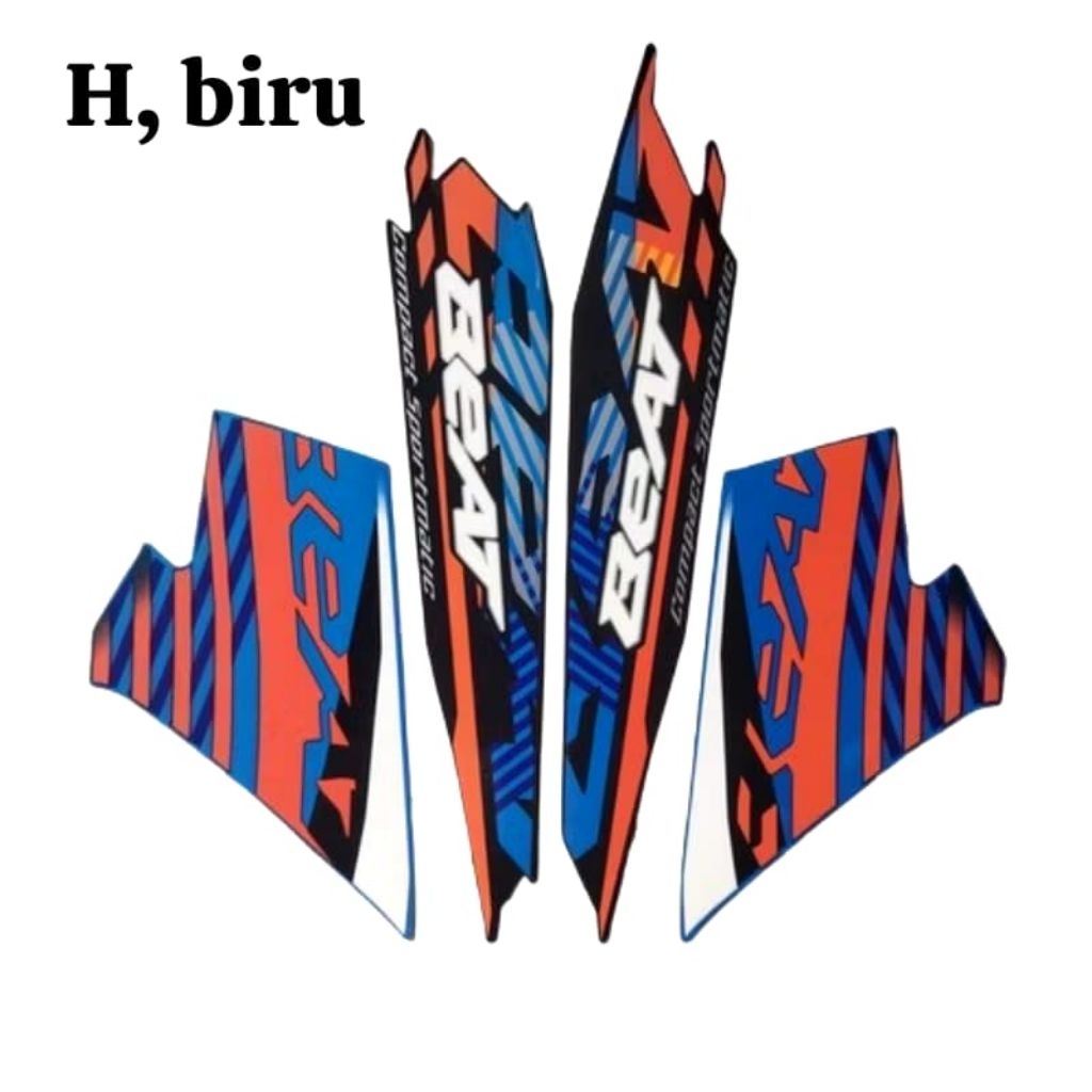stiker striping list body motor Honda beat 2021, hitam biru