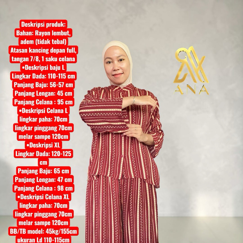 Pyama Rayon Murah Bahan premium motif maroon, busui friendly nyaman & adem