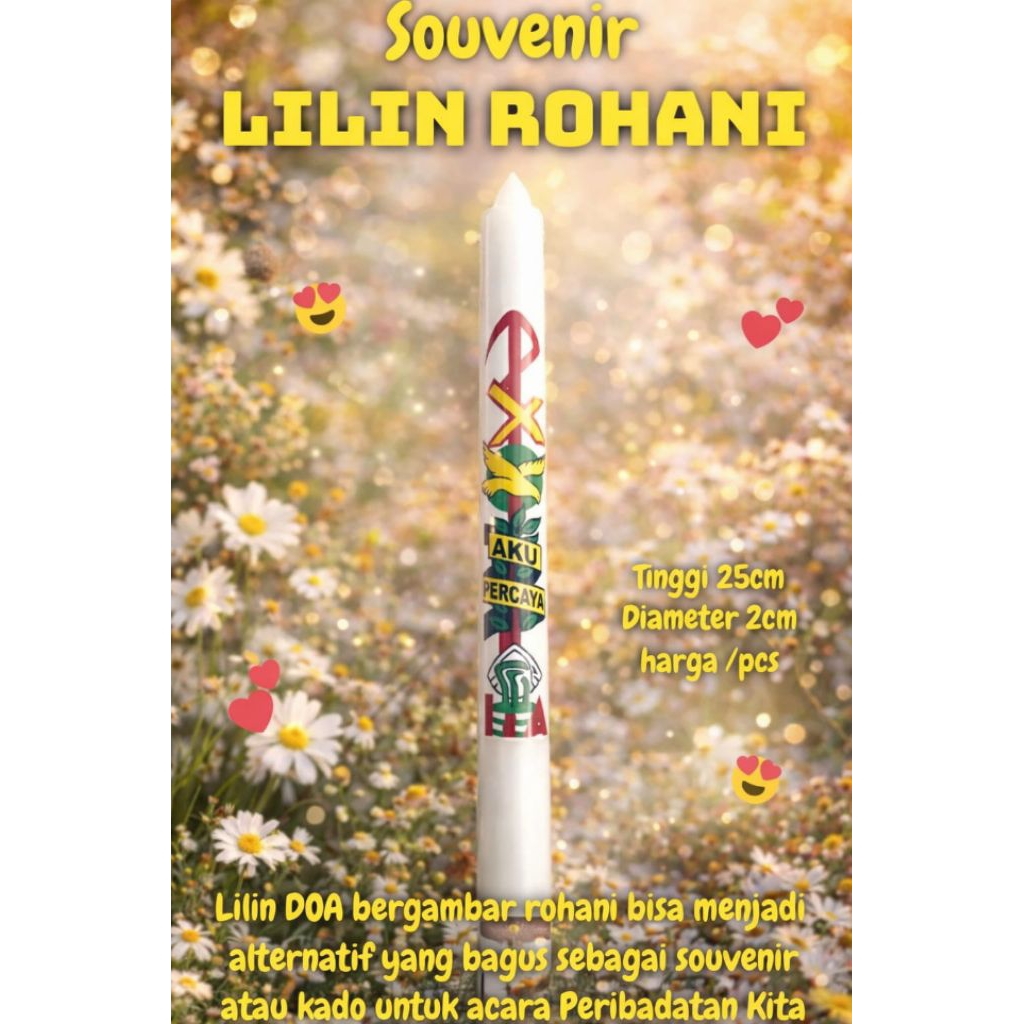 Lilin Baptis Putih Panjang | Lilin Komuni Katolik | Lilin Gereja Souvenir Baptisan Kristen Katolik
