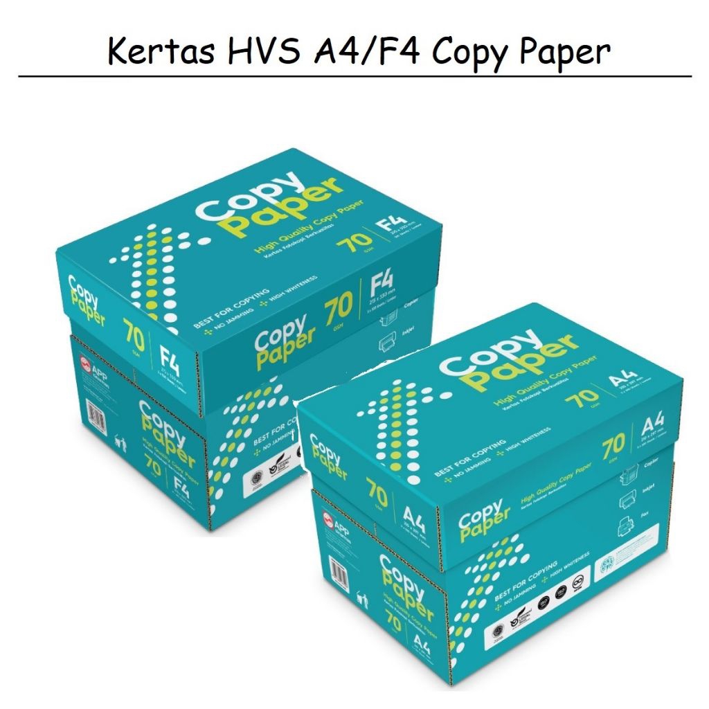 (1 DOS ISI 5 RIM) Kertas HVS COPYPAPER A4 / HVS Copypaper F4 / Kertas HVS Isi 5 rim