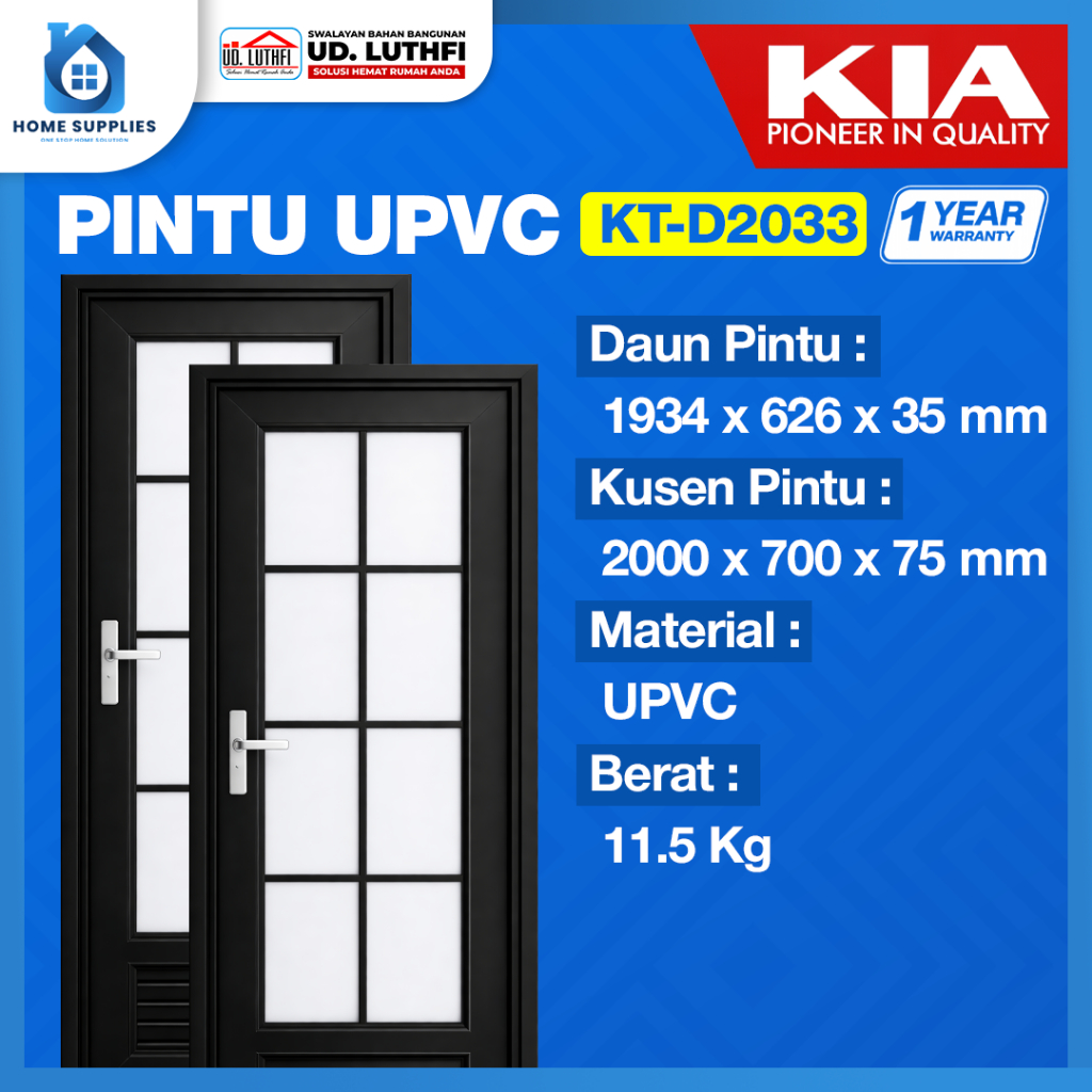 Pintu Kamar Mandi UPVC Minimalis Kaca Warna Hitam - Pintu UPVC Toilet Kaca Hitam Indoor & Outdoor