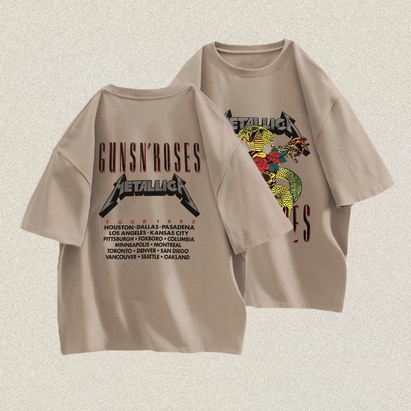 RENELLE Baju Kaos Oversize Pria | Metallica Tur Bersama 1992 | Kaos Pria Distro Original | Baju Kaos