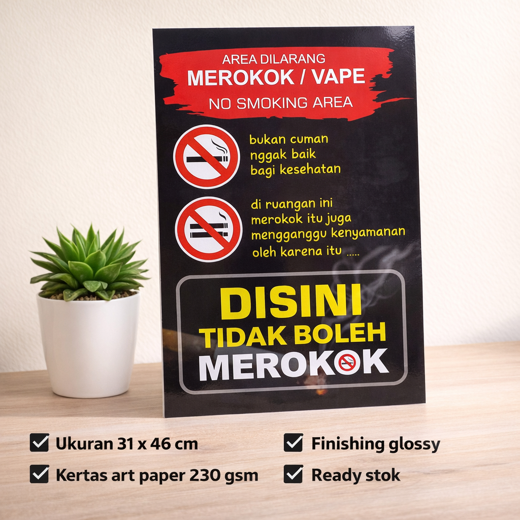 Poster Area Dilarang Merokok/Vape - No Smoking Area - Poster Kesehatan