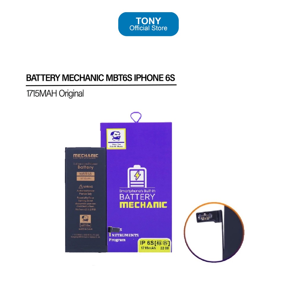 BATTERY MECHANIC MBT6S IPHONE 6S 1715MAH ORIGINAL-Battery Mechanic IP 6S 11715mAh Standar Capacity O