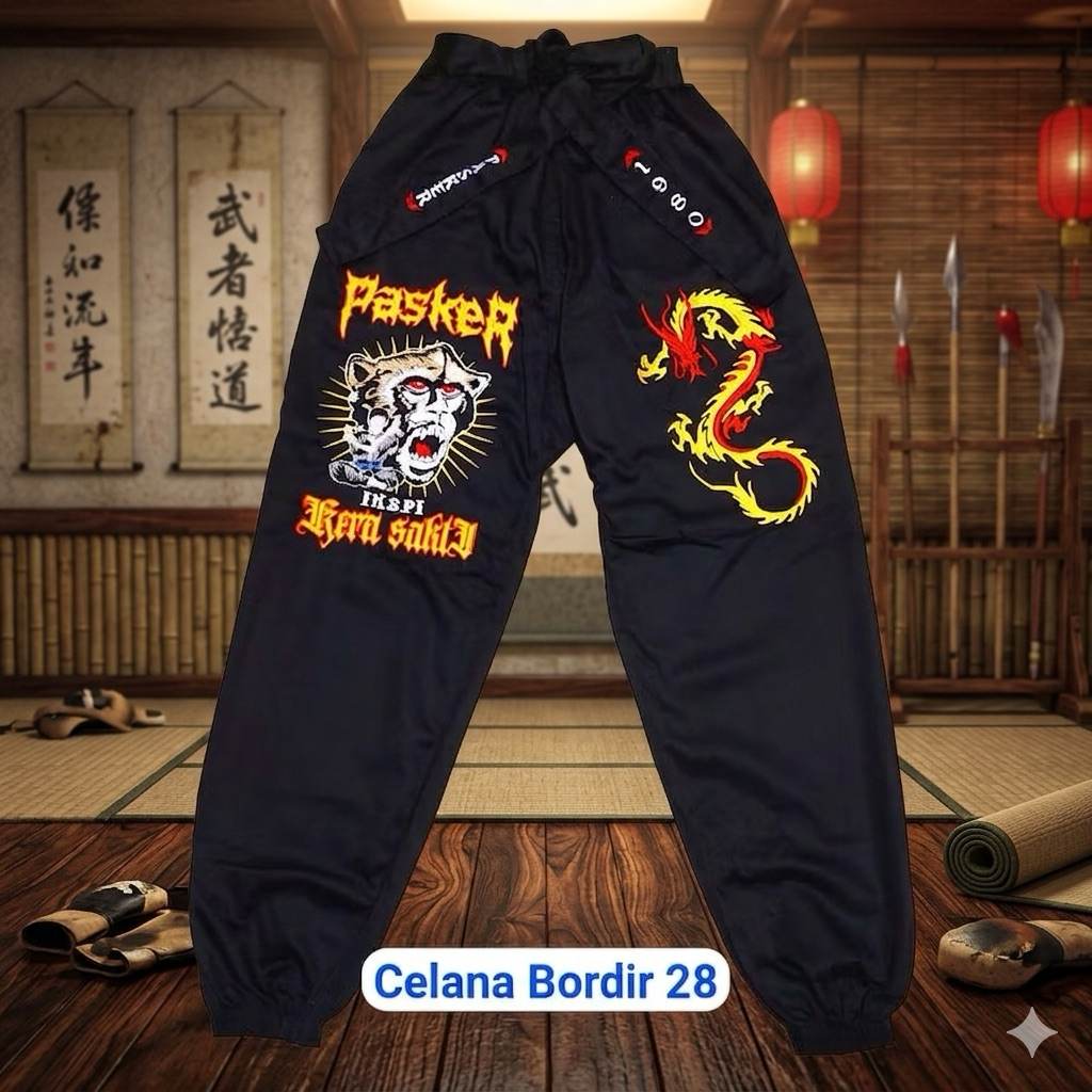 celana bordir ikspi kera sakti celana pencak silat tradisional ikspi kera sakti
