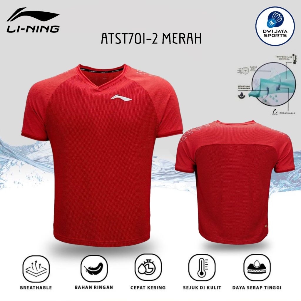 Special Price Jersey Badminton Lining ATST701 Red | Kaos Badminton Lining Original
