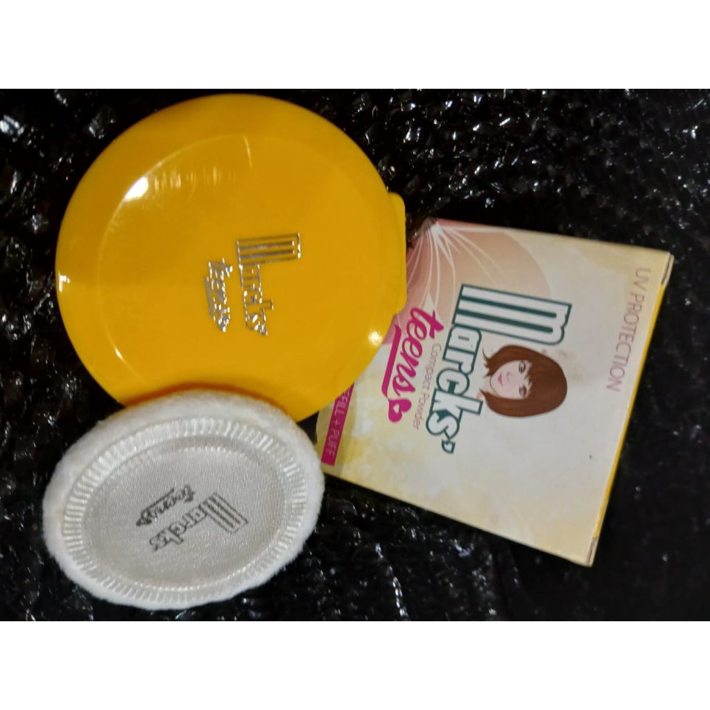 Marcks Compact Powder Teens Refill + Puff - Bedak Tabur Praktis dengan UV Protection untuk Semua Jen