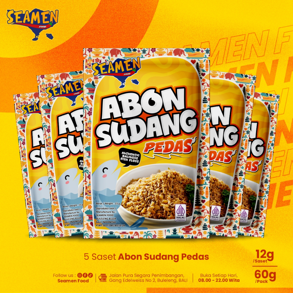 ABON SUDANG PEDAS KHAS BALI ISI 5 SASET. MASA SIMPAN 1 TAHUN