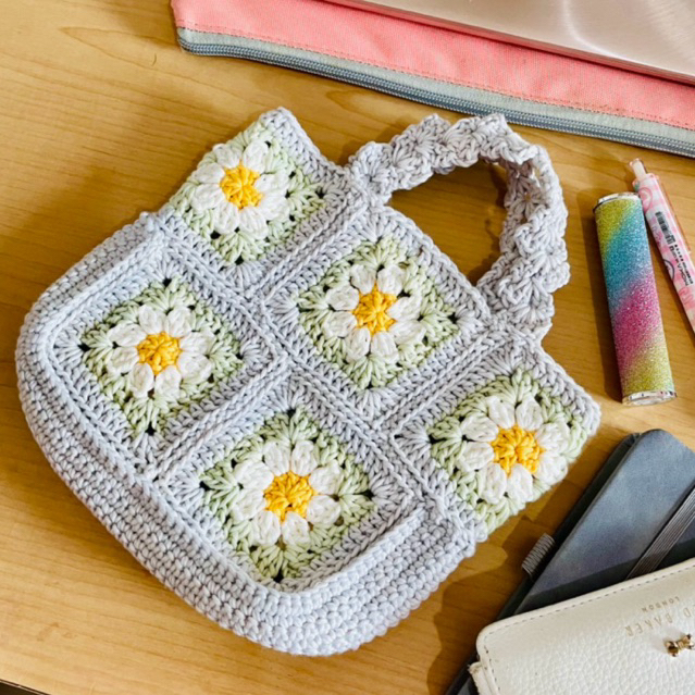 Flower Granny Square Crochet Bag / Tas Rajut Bunga Granny Square / Tas Serbaguna