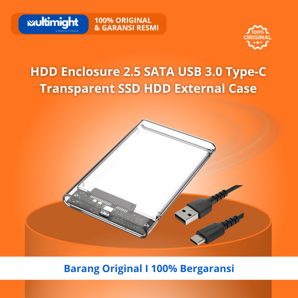 HDD Enclosure 2.5 SATA USB 3.0 Type-C Transparent SSD HDD External Case