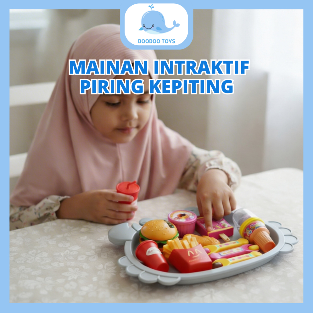 Mainan Anak Interaktif Set Makanan Piring Kepiting Edukatif Role Play Kitchen Toys