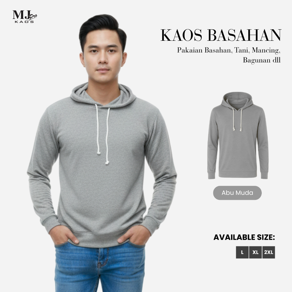 Kaos Polos ABU MUDA Lengan Panjang Kupluk, Kaos Kupluk, kaos Murah, Kaos Proyek, Kaos Tani, Kaos Kul