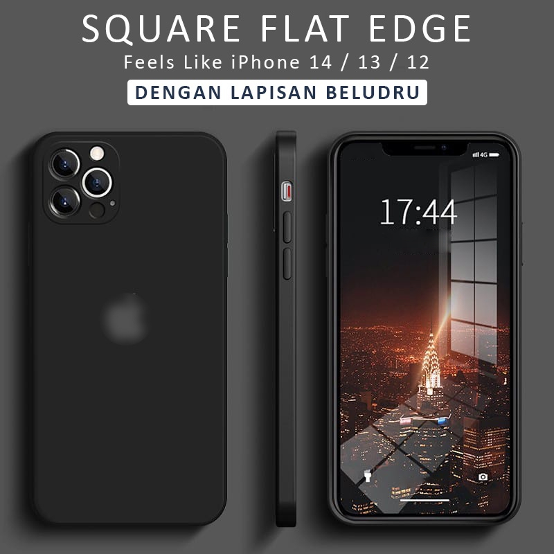 Silicone Square Flat Edge Soft Case iP iPhone 7 8 Plus X XR XS 11 12 13 Pro Max SE 2020 Casing Silik