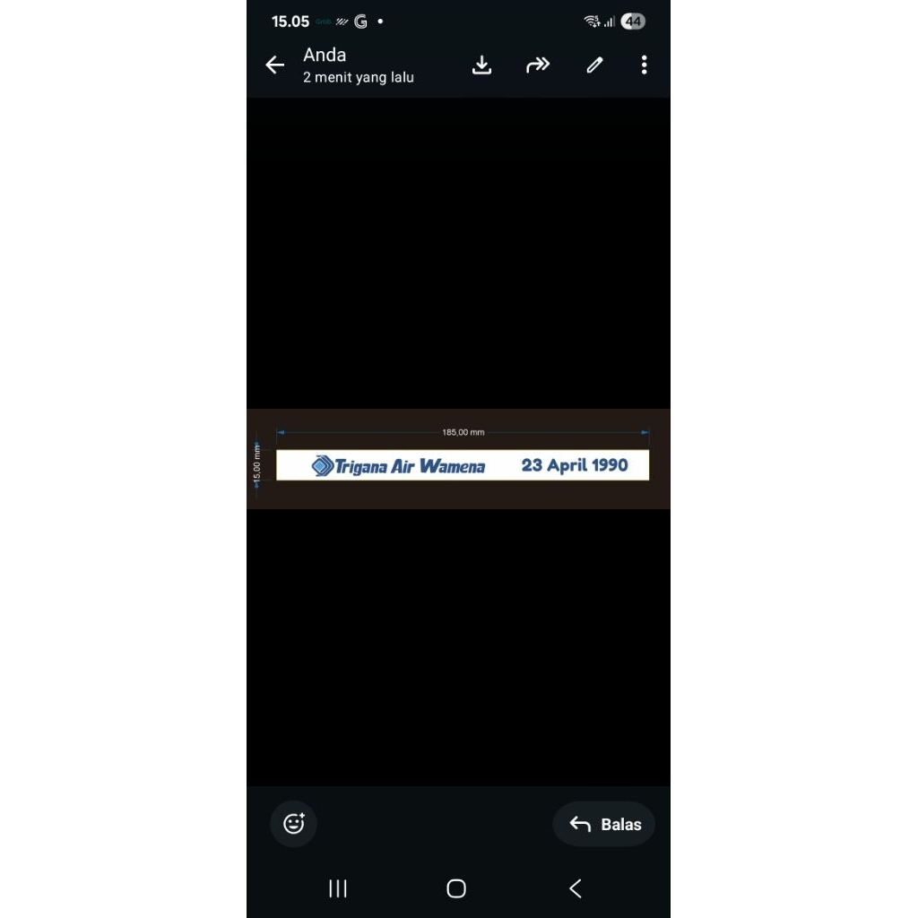 500pcs silver Trigana Air 2 ukuran