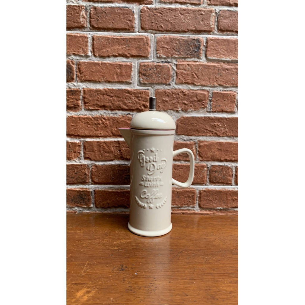 French Press Ceramic “Coffee Bean and Tea Leaf