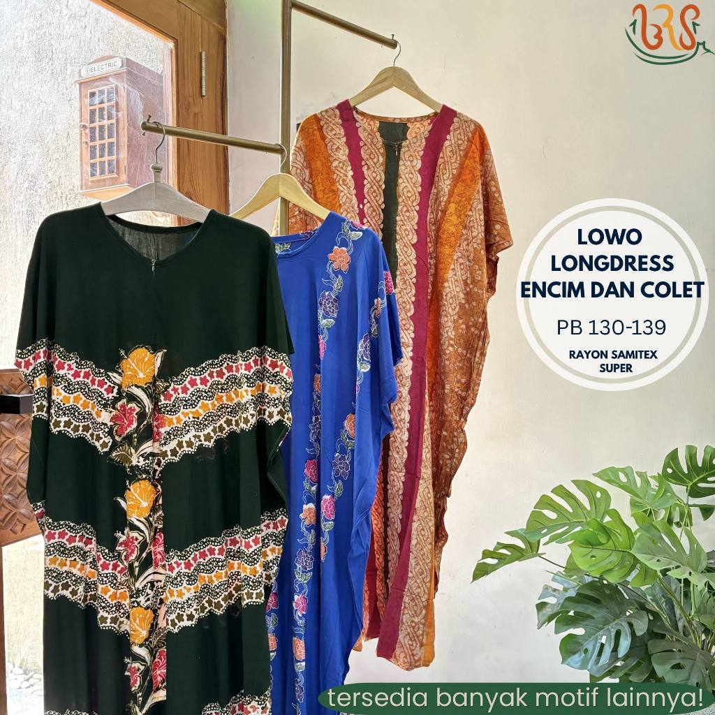 BRS - Lowo Panjang 130-138 cm Jumbo Motif Encim dan Colet Batik Cap Rayon Premium Pekalongan, Baju K