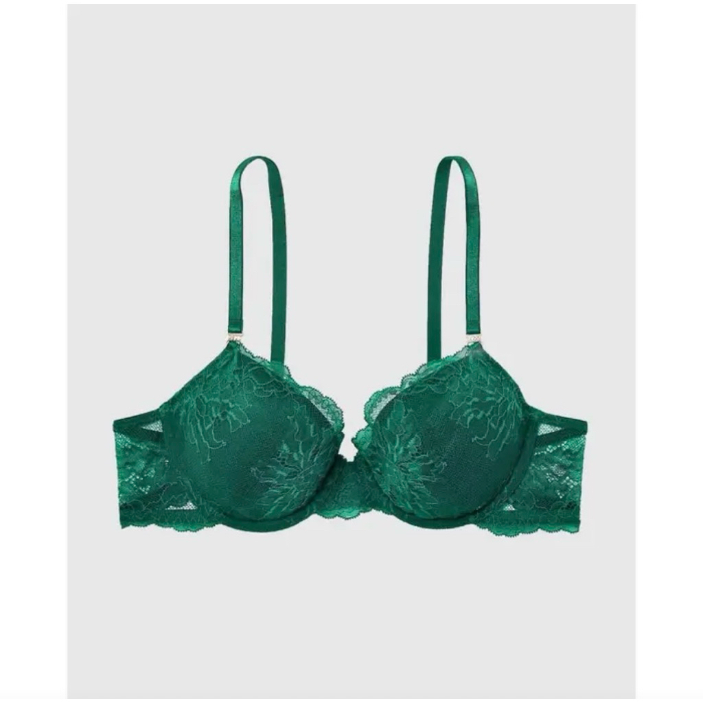 La senza Sexy Spacer Soiree Electric Trinket Strap Bra Midnight Green Lasenza Lace Padded Bra Linger