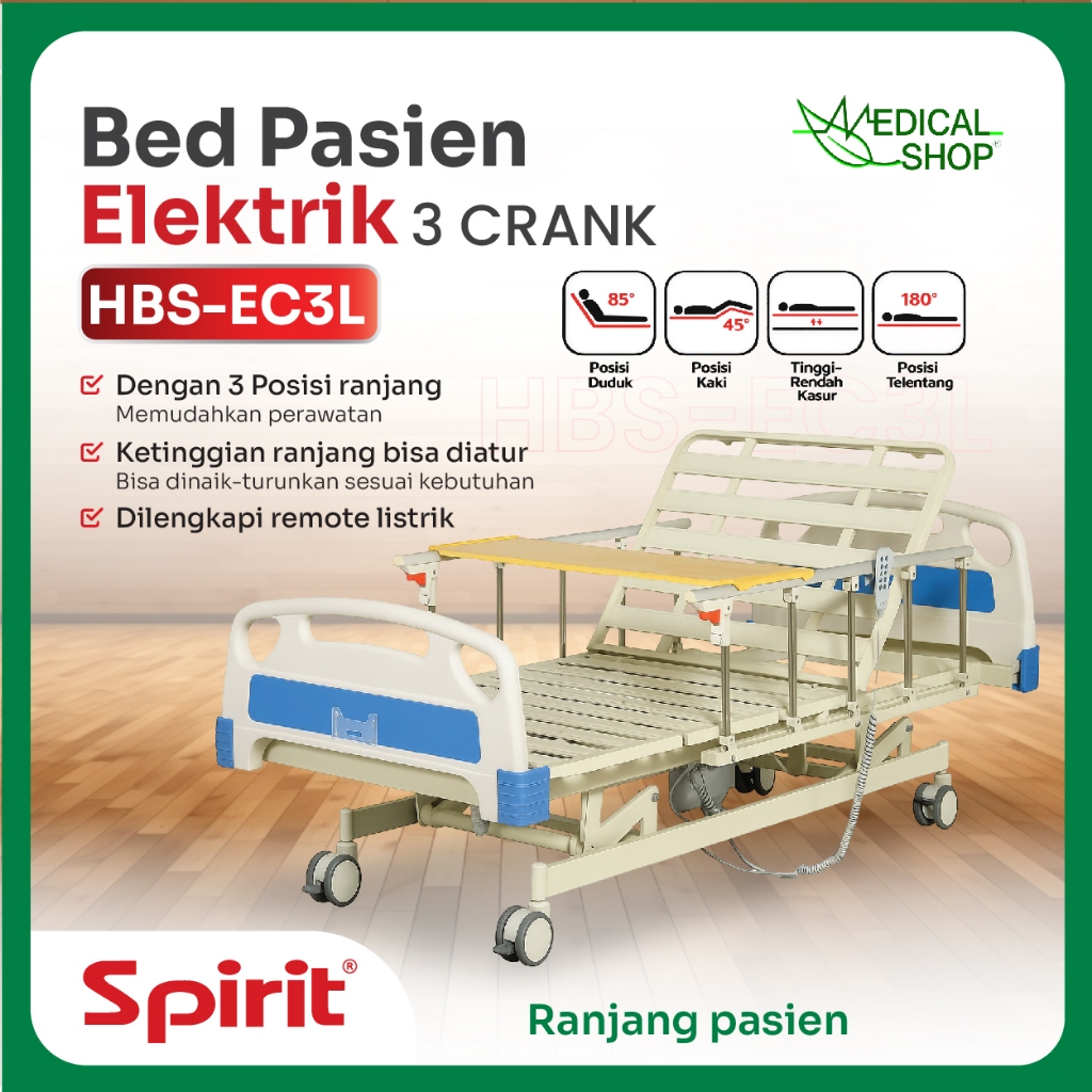 SPIRIT l Hospital Bed 3 Crank Electric l Ranjang Pasien / Bed Pasien
