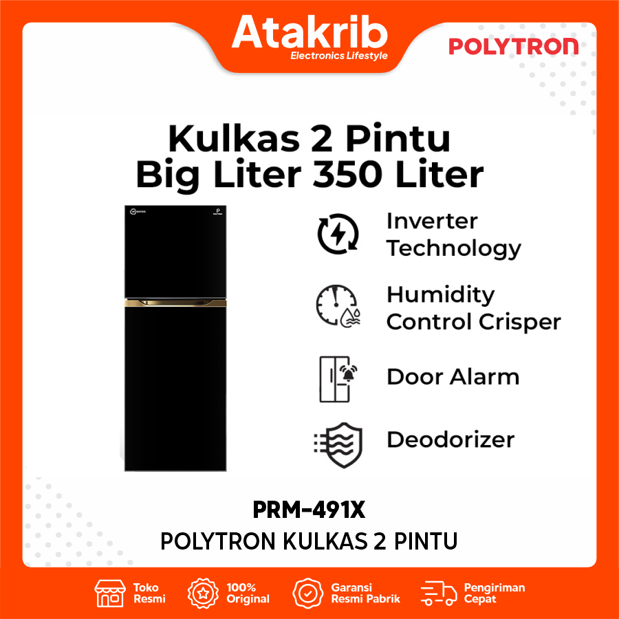 POLYTRON KULKAS 2 PINTU PRM-491X Inverter 350 L