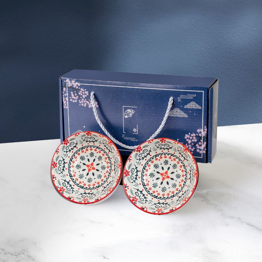 Ideame Mangkok Set Hampers Set Premium Peralatan Makan Porselen Souvenir Mangkok Keramik / Gift Souv