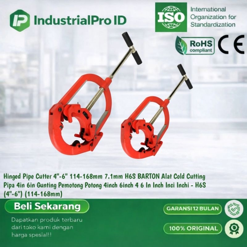 Hinged Pipe Cutter 4"-6" 114-168mm 7.1mm H6S BARTON Alat Cold Cutting Pipa 4in 6in Gunting Pemotong 