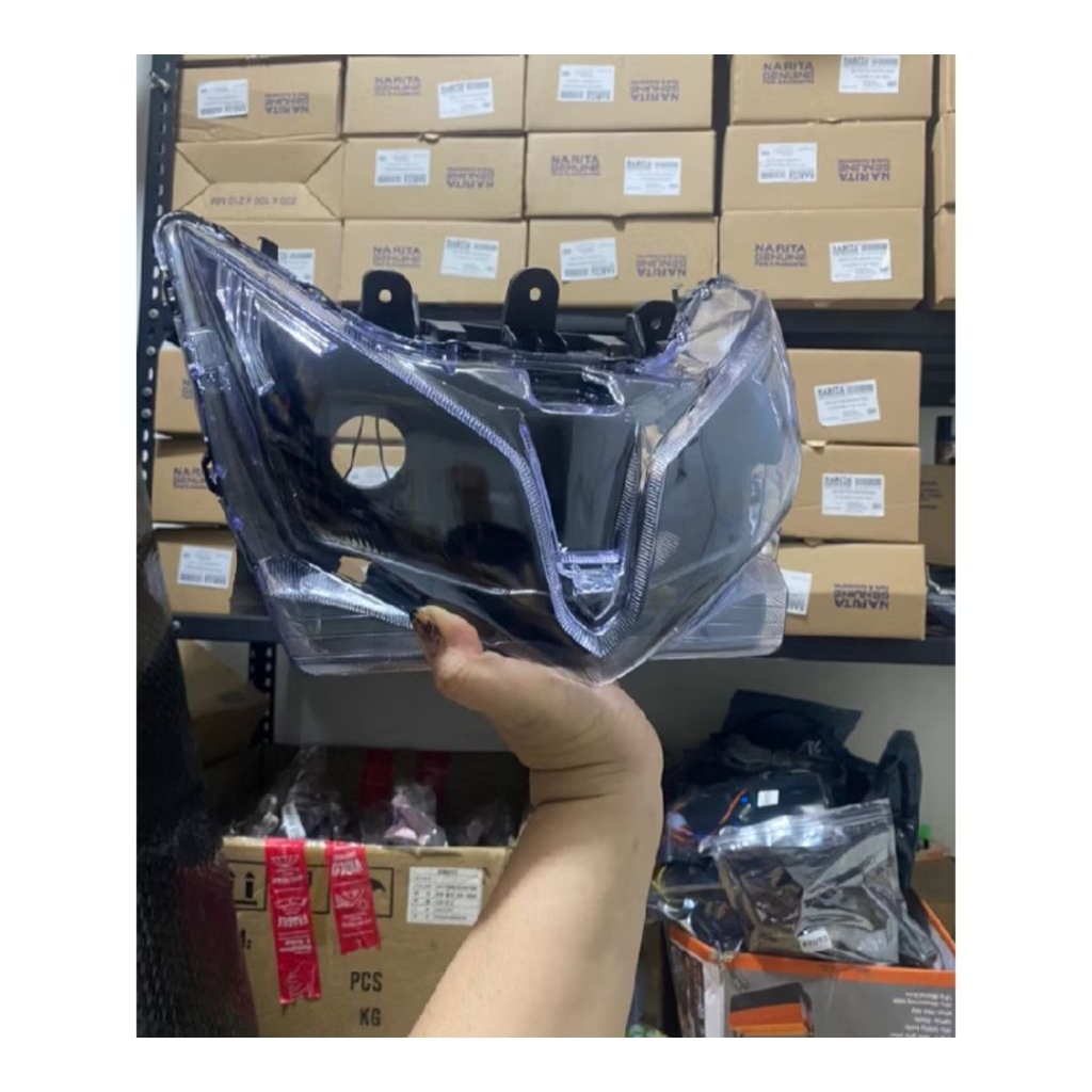 Kedok Reflektor Lampu Depan Vario 125 Techno/KZR Custom Socket Dudukan H4 Fullset Plus Mika