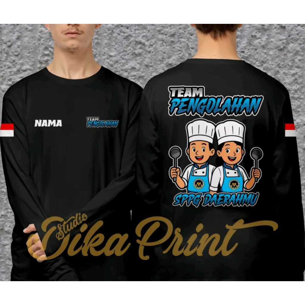 KAOS VIRAL TEAM PENGOLAHAN DTF UNYIL KOKI LENGAN PANJANG| Baju Printing Desain Sendiri | Kaos Pria W