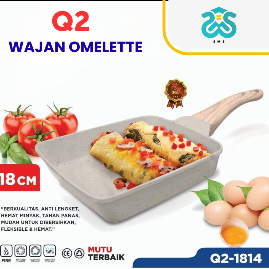 SMS.ID - Wajan Omelette Q2 Q2-1814 Egg Fry Pan Marble Anti Lengket Persegi