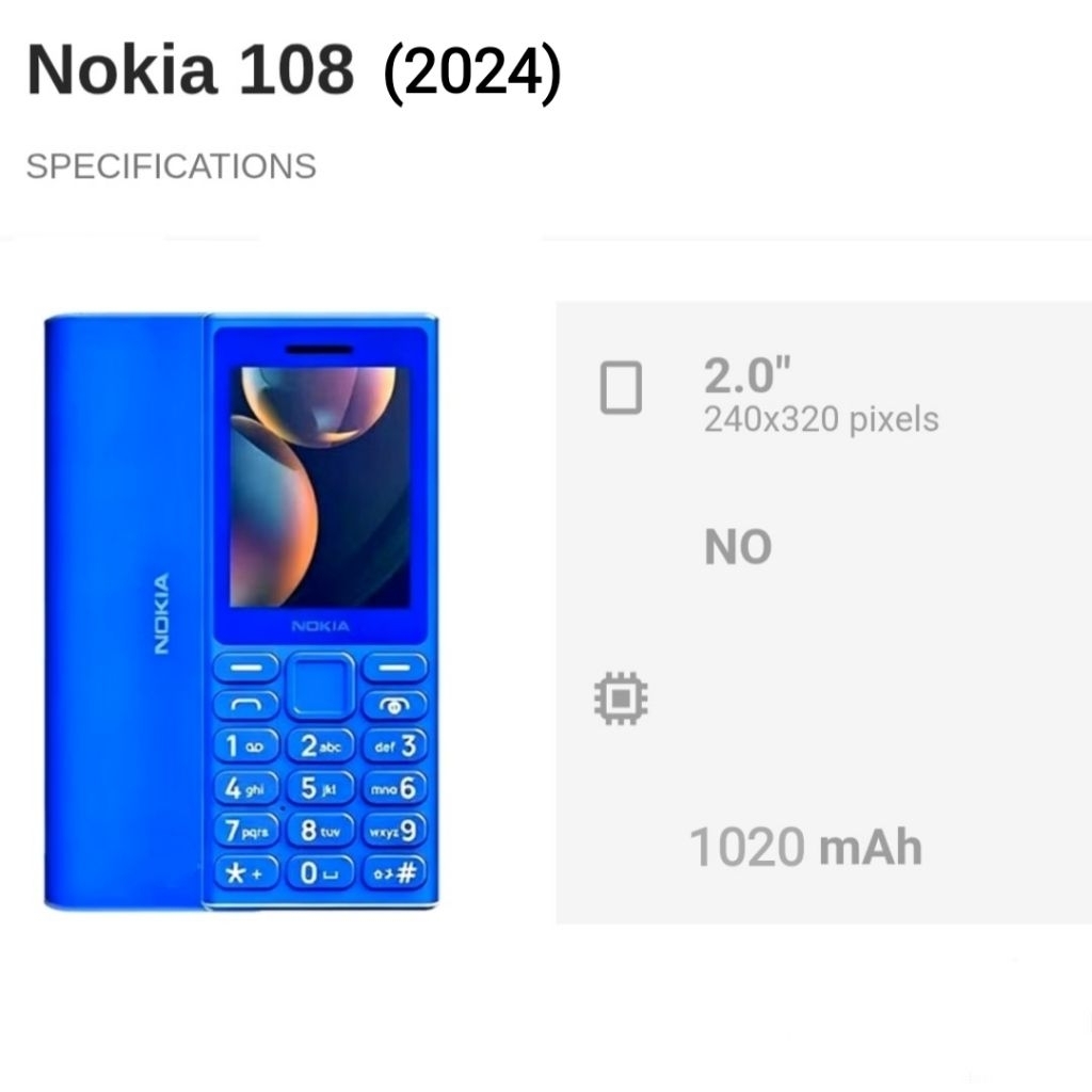 HP Nokia 108 2024 jadul 2 sim bisa MMC