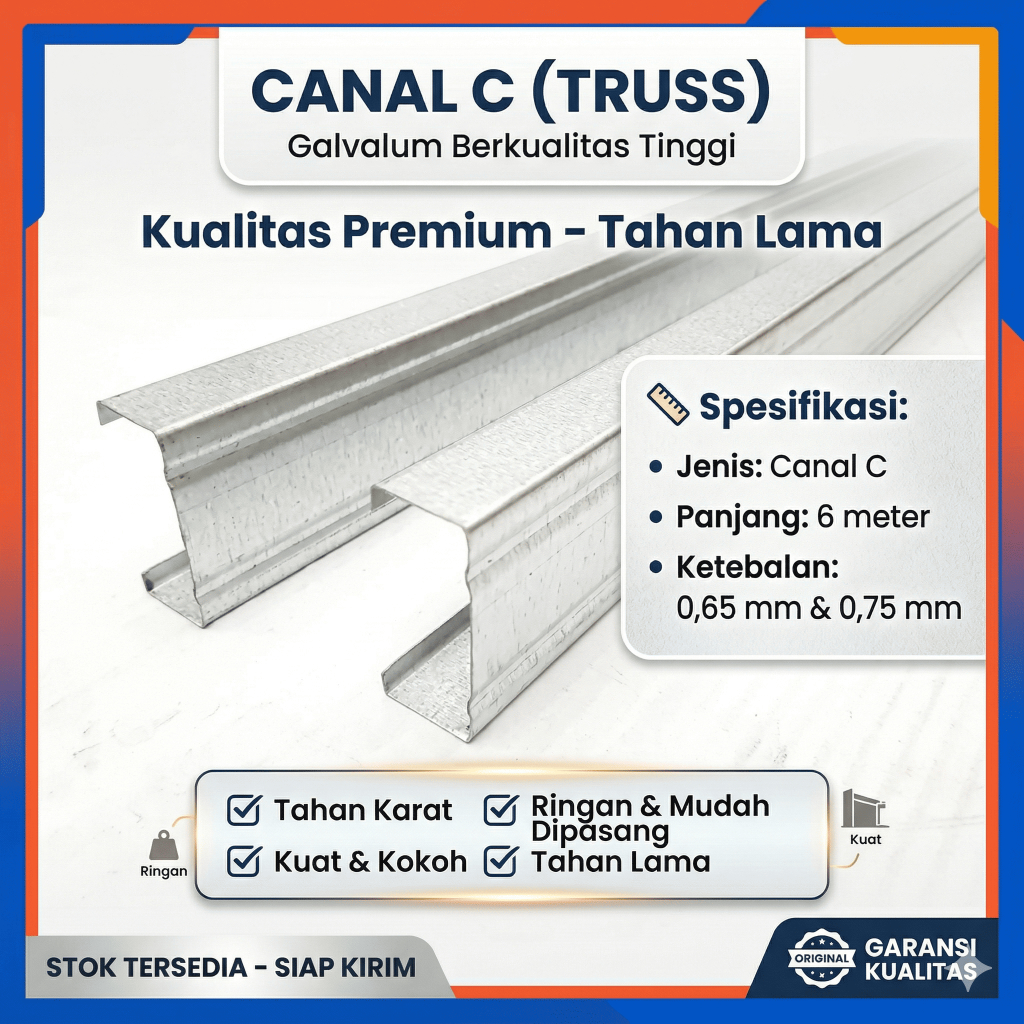 BajaRingan C Channel C75, 0.65 0.75 x 6M  Untuk Rangka Atap Galvalum Anti Karat