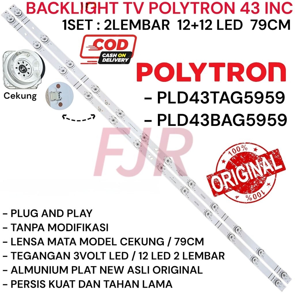 LAMPU BACKLIGHT BL LED TV POLYTRON 43 INCH PLD43TAG5959 - PLD43BAG9953 ORIGINAL