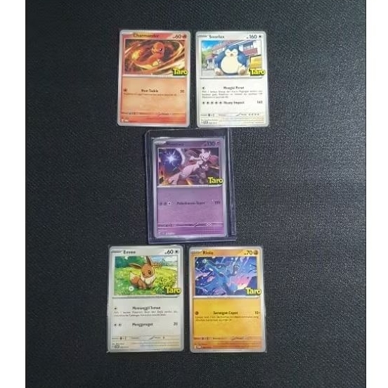 Fullset Pokemon Promo Taro (Mewtwo, Charmander, Snorlax, Eevee, Riolu) Pokemon TCG Indonesia
