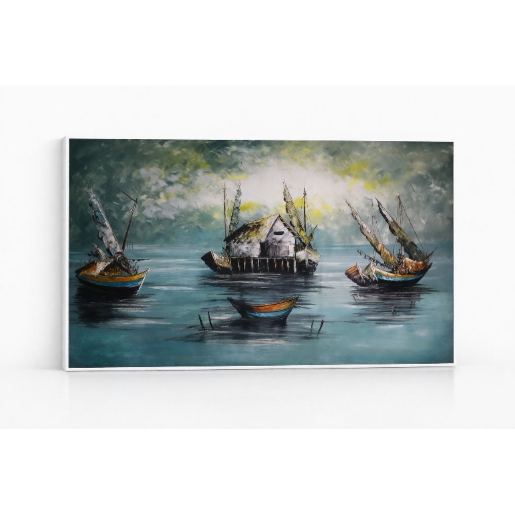 lukisan kanvas handmade lukisan kapal dekorasi dinding
