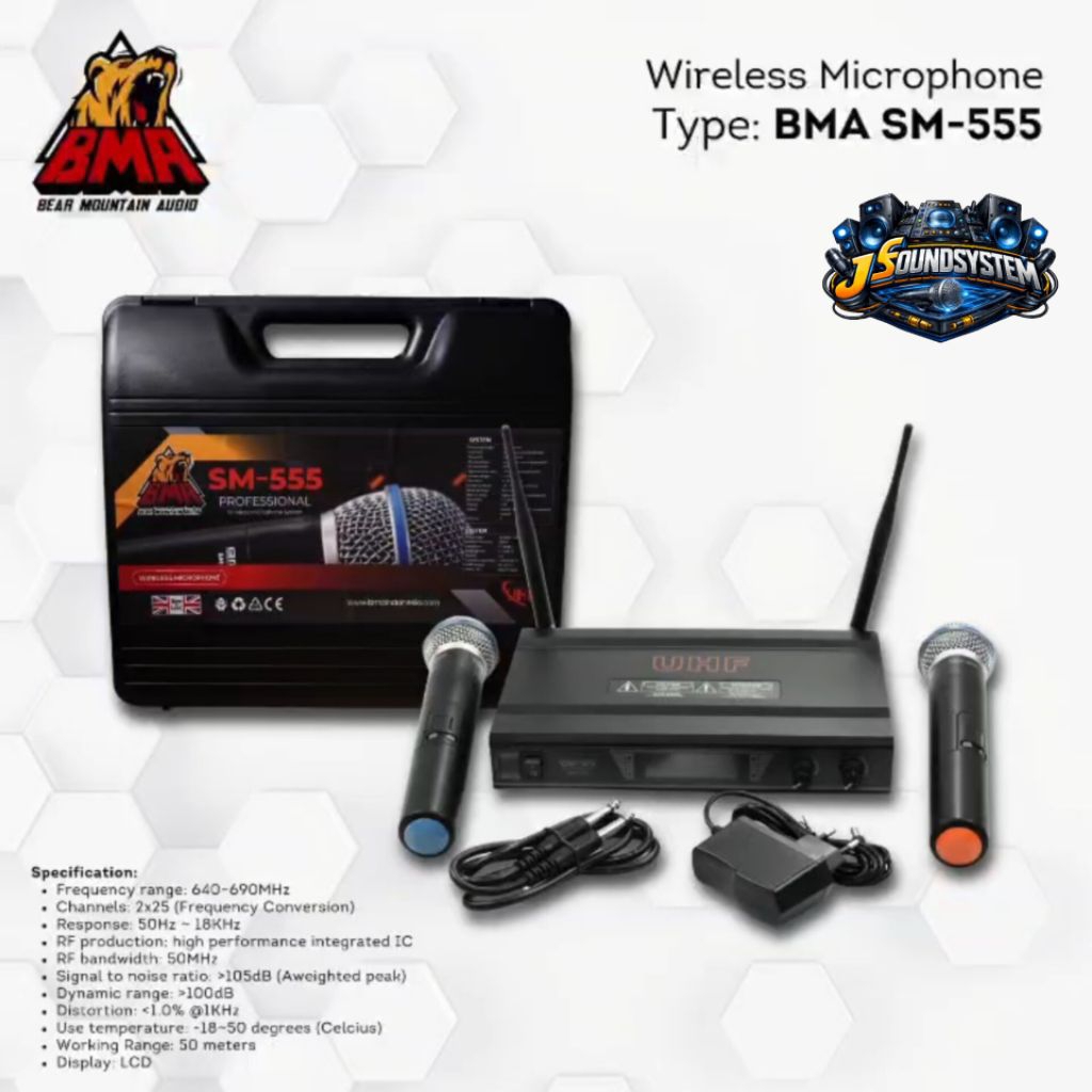 MICROPHONE WIRELESS BMA ORIGINAL / BMA SM-555 / DUAL MIC