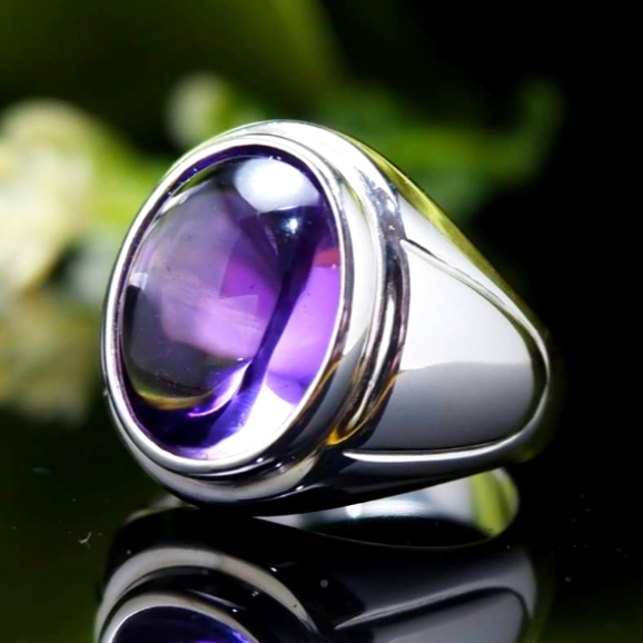 Cincin Perak 950 Ikat Batu Kecubung EB476 - Ring Akik Permata / Mulia - Custom Size Handmade Premium