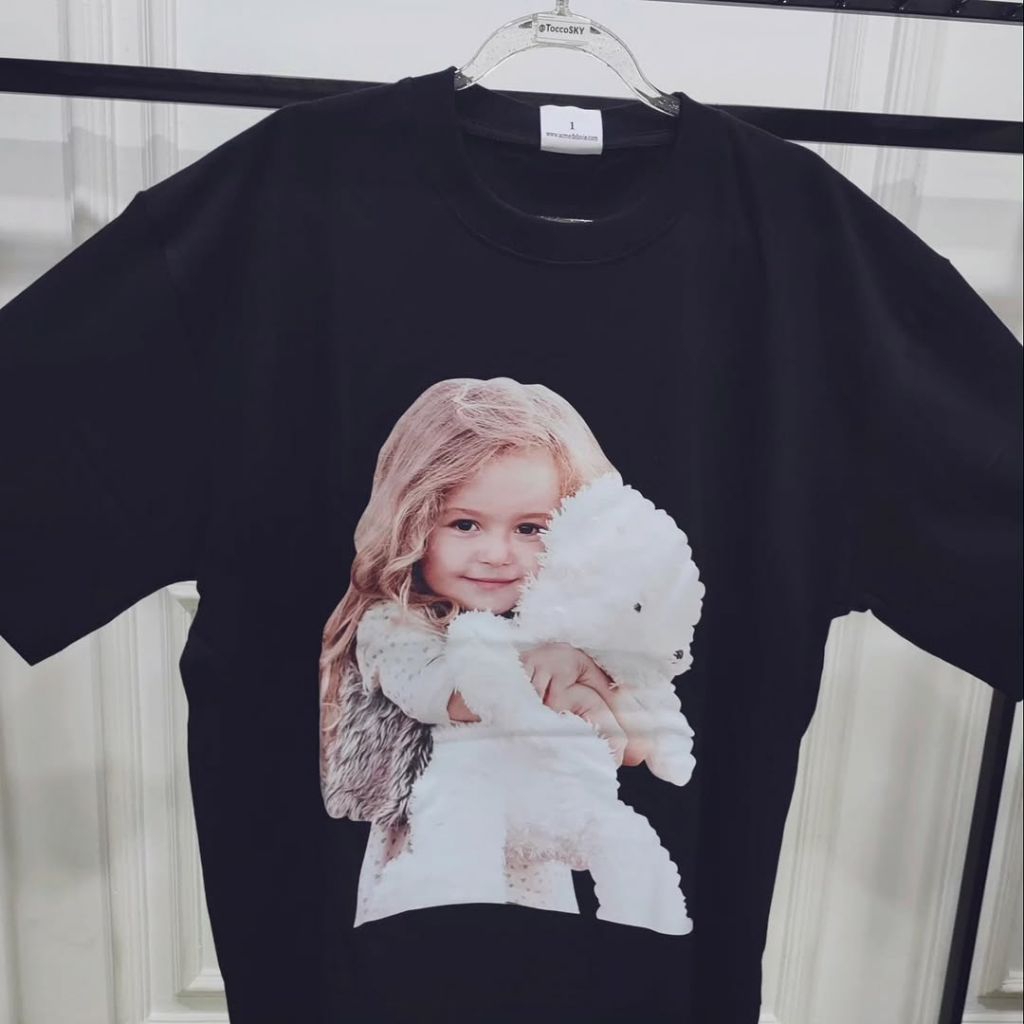 kaos premium adlv baby face girls huge bear doll black tee t-shirt unisex adelv