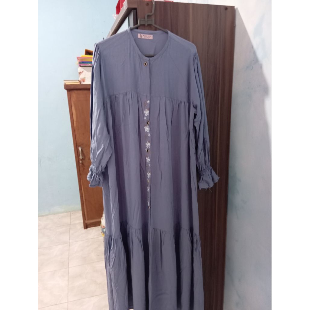 Abrina Dress Gamis Twill Rayon Denim ALL SIZE by Nindashop