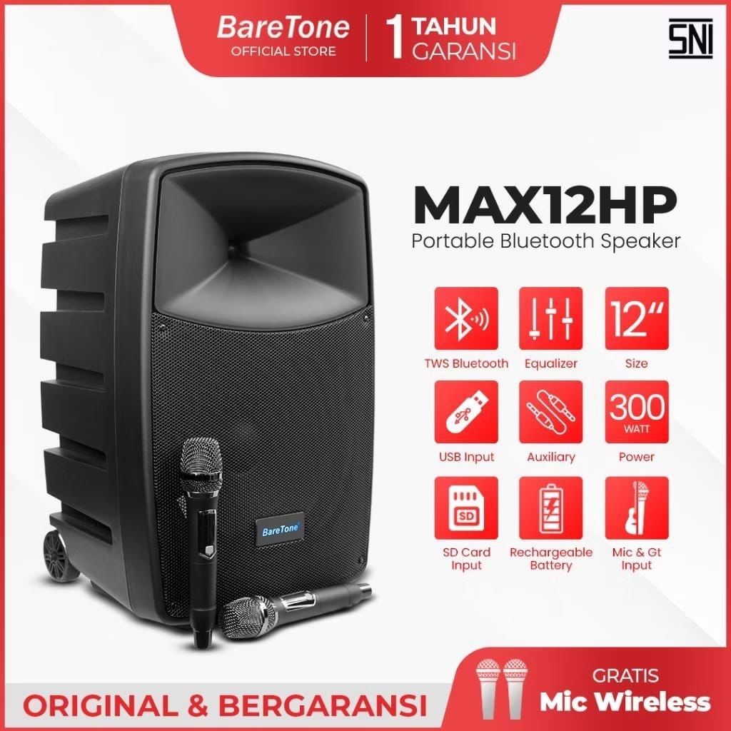 Speaker Portable Baretone Max12Hp Original Speaker 12inch Baretone