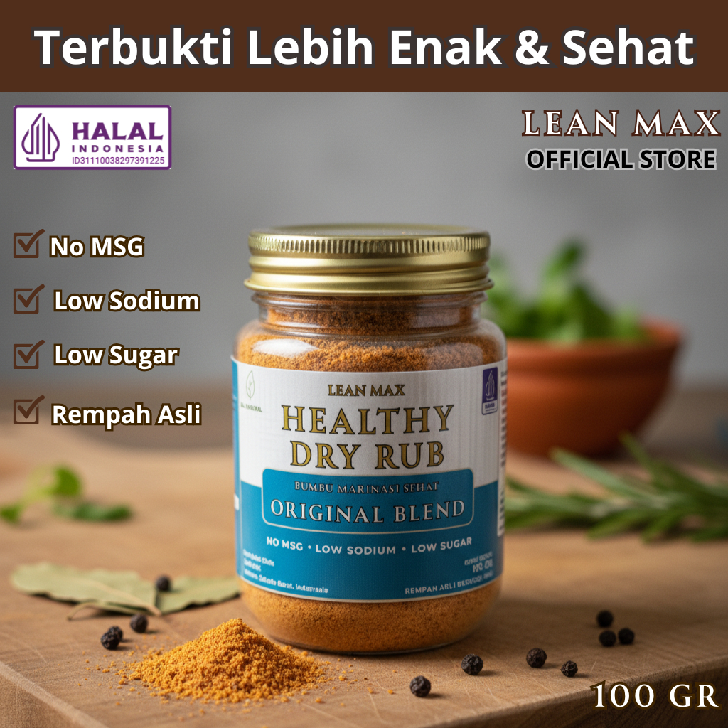 Lean Max Healthy Dry Rub 100gr - Bumbu Marinasi Diet Sehat Garam Himalaya Non MSG Rendah Kalori Low 