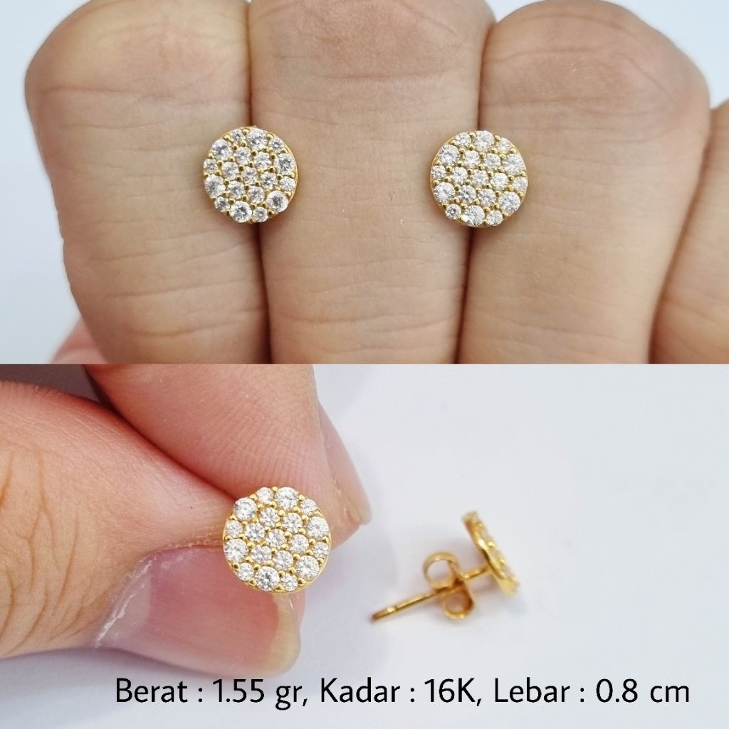 Anting Tindik Bulat Emas 16K - PJ1 / 1.55 gr