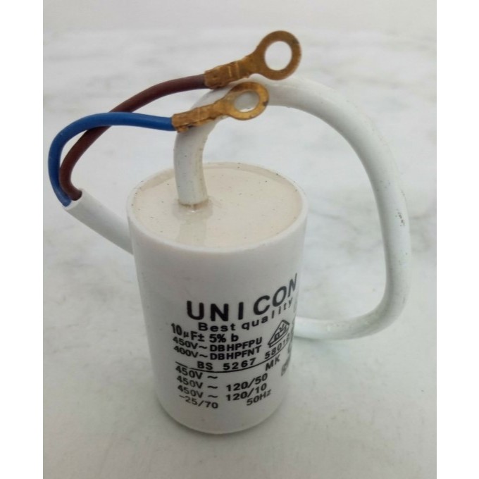Kapasitor Unicon Bulat 10uf 10 uf 400 / 450 V Capasitor Mesin Cuci Mesin Air Kulkas AC