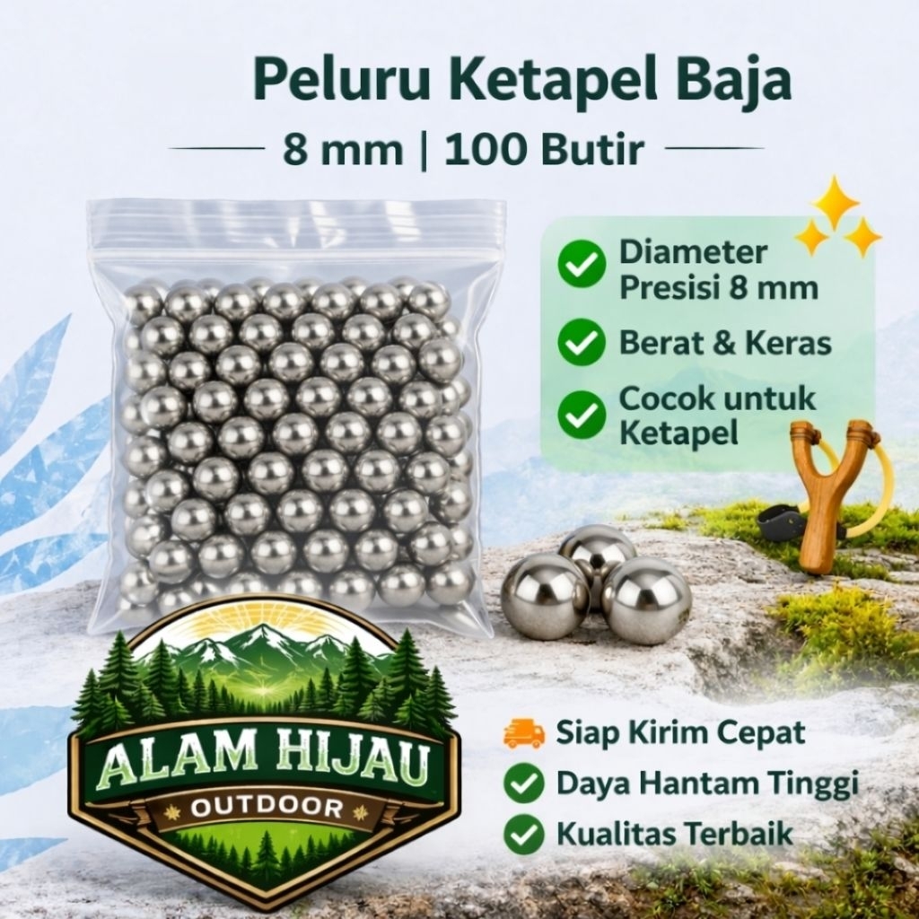 Bola Besi Ketapel 8mm Isi 100pcs Baja Steel Ball Presisi Kuat Murah