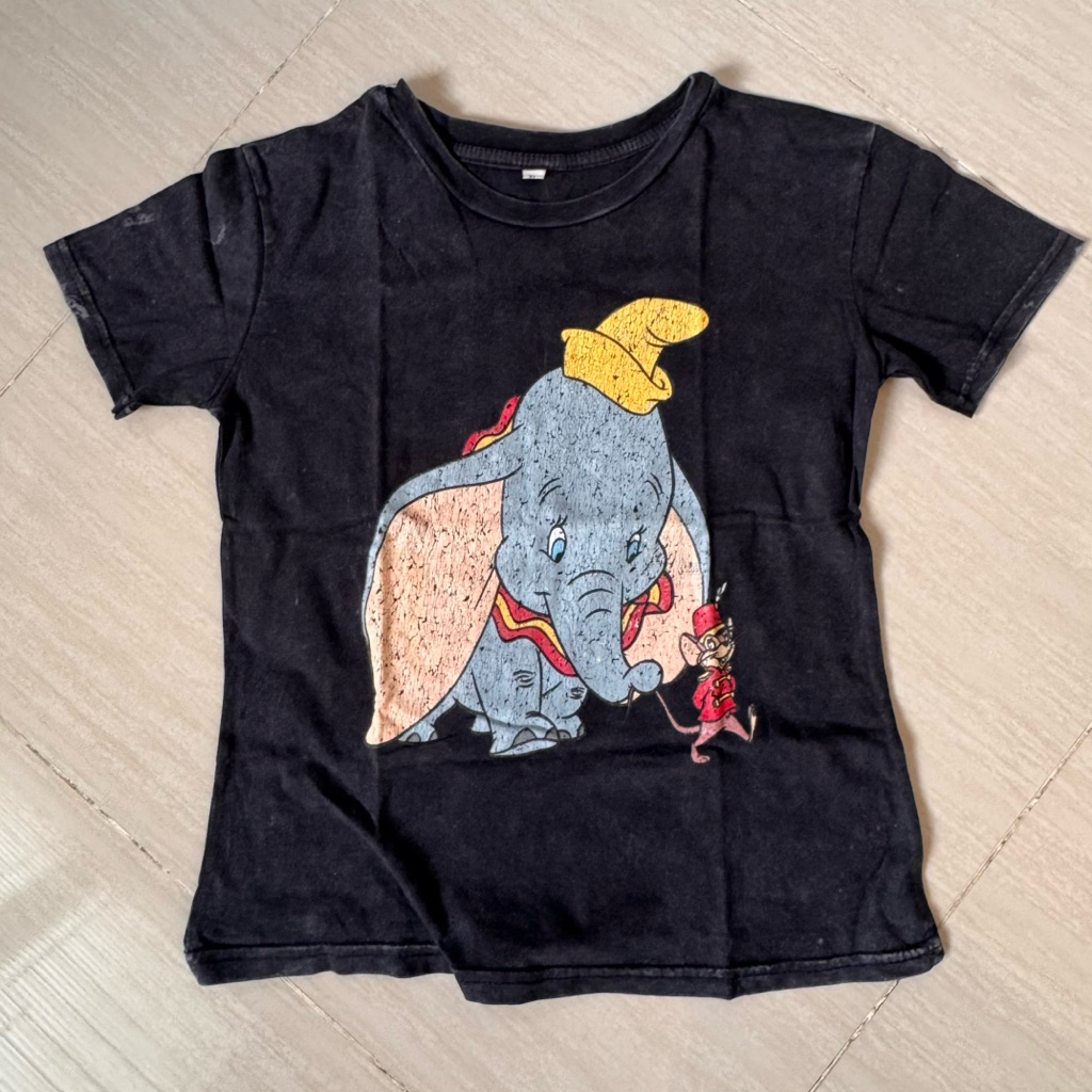 Kaos Anak Denim Washed Dumbo /  Atasan Anak Motif Dumbo - Preloved