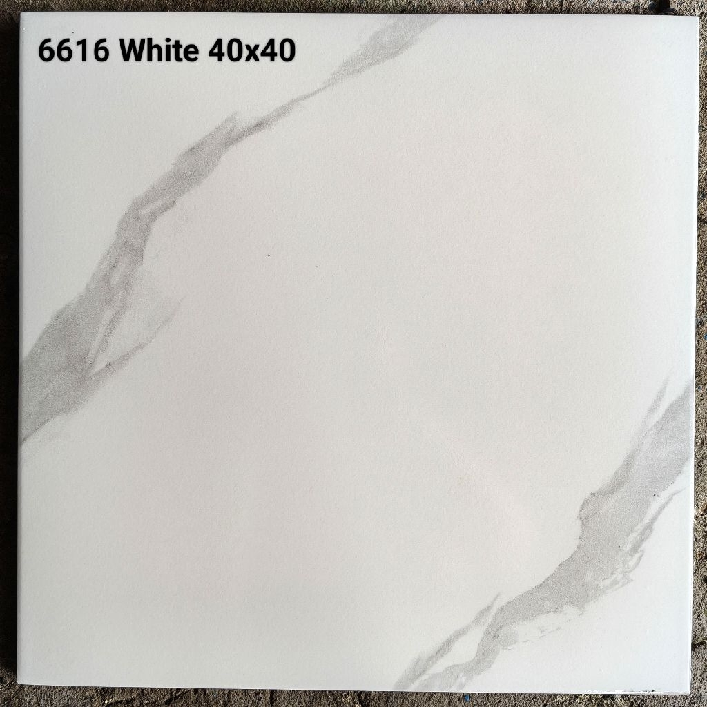 Keramik Lantai Putih Motif 40x40 Arwana 6616 White Glossy KW1