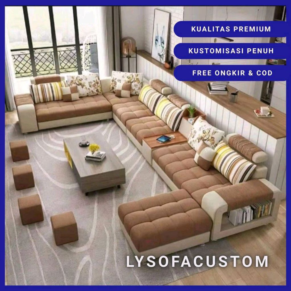 LYS010 - Sofa L Shape Modern Ungu Mewah Custom – Lysofacustom (Gratis Ongkir Jabodetabek)