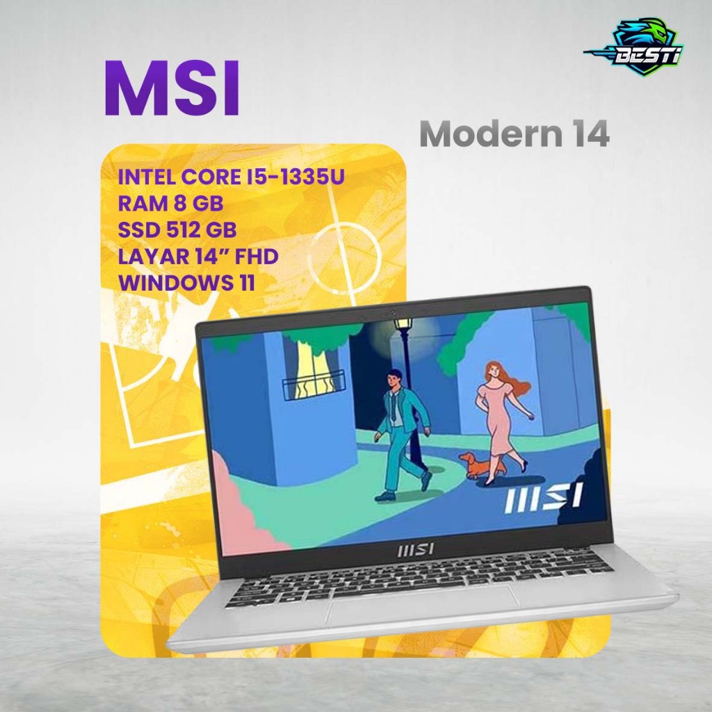 Laptop MSI Modern 14 Core i5-1335U 8GB RAM 512GB SSD Windows 11 + OHS