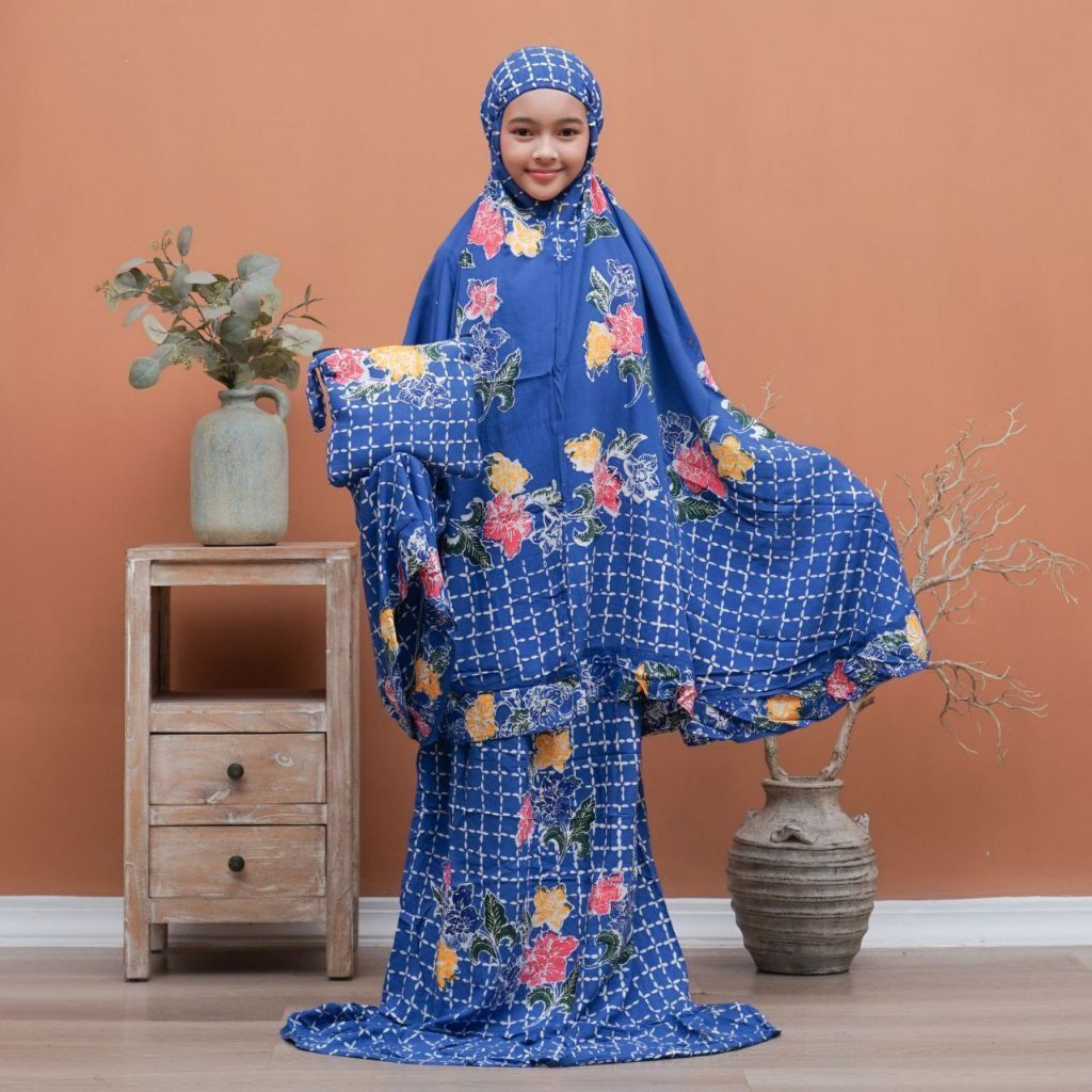 MUKENA ANAK UMUR 9 - 12 TAHUN - MUKENA ANAK BATIK CAP - BATIK PEKALONGAN